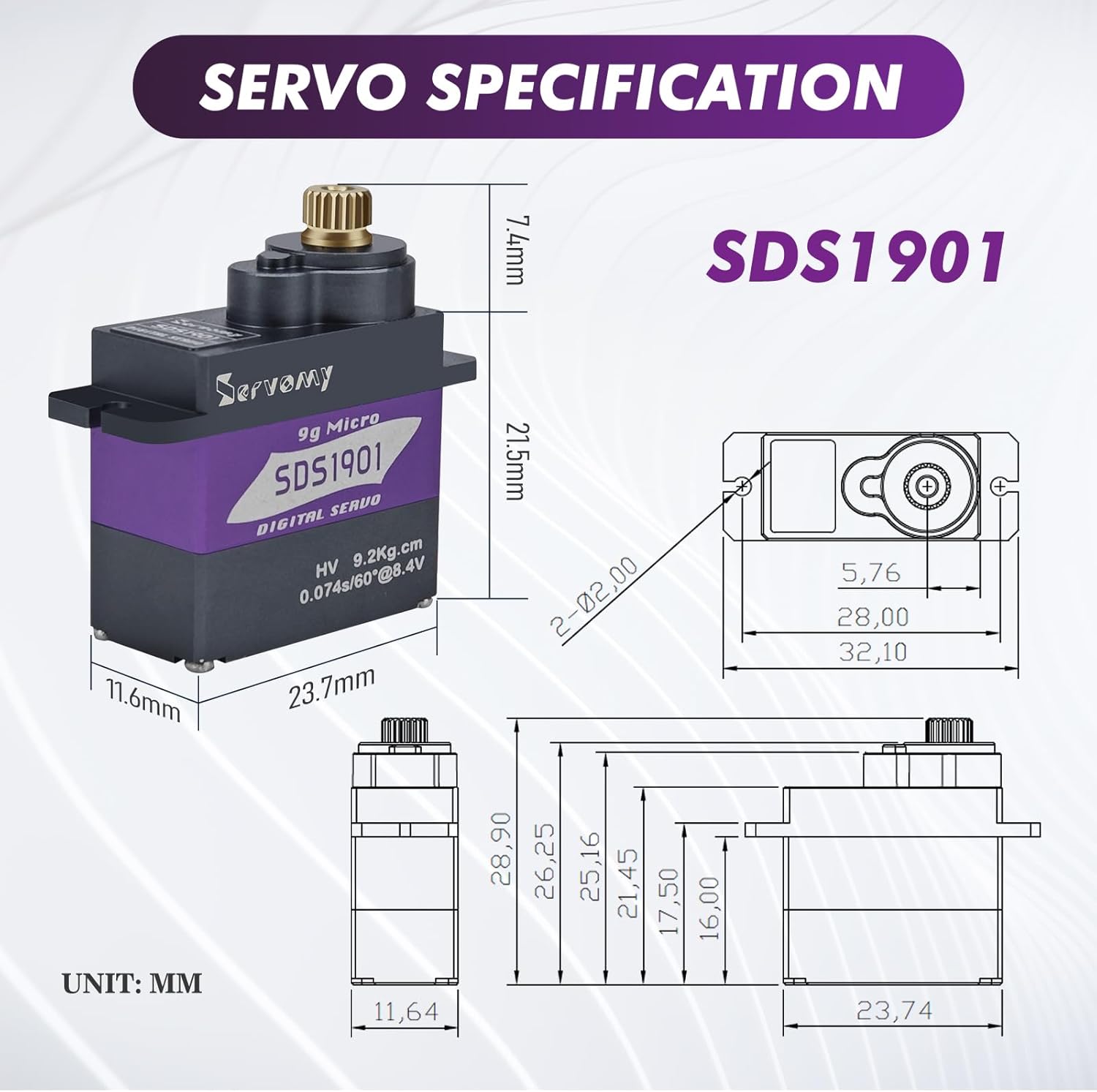 SERVOMY-SDS1901 numérique 9G M - Sg90 Servo avis et prix